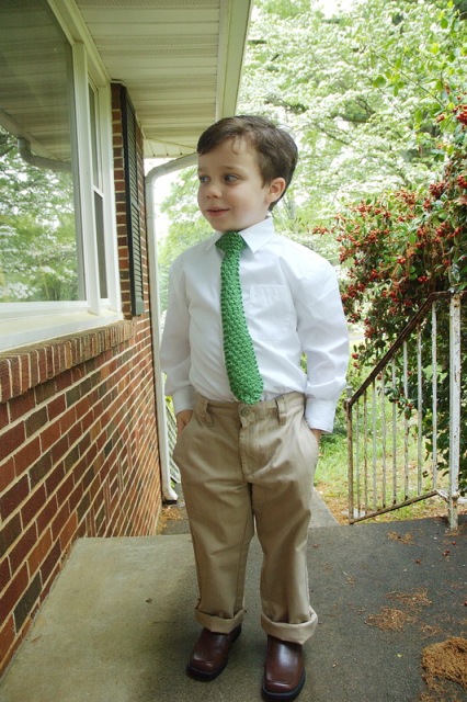 Little boy with knit tie