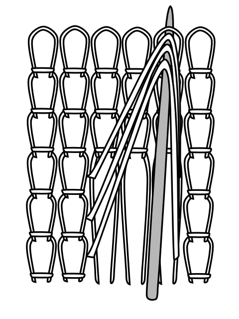 Illustration of lifting strands from wrong side
