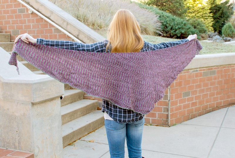 Zagless - a two color hand knit shawl in Anzula Squishy by Barbara Benson
