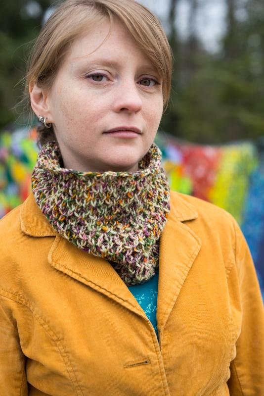 Oh Bother cowl from Barbara Benson, easy to knit in DK to show off speckle yarn.