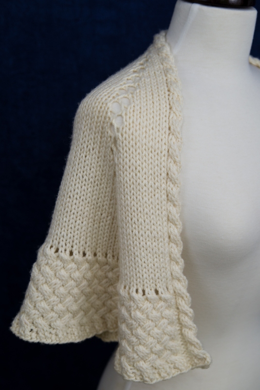 Til There Was You  - An elegant white shawl with bulky yarn and cables from Barbara Benson.